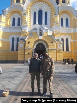 Уладзімер «Лысы» Лаўранюк (справа) з Аляксандрам «Кусем» Клачко