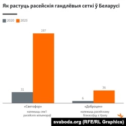 Інфаграфіка пра расейскія сеткі ў Беларусі