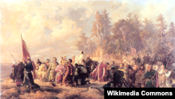 Малітва паўстанцаў 1863 года перад боем. Карціна 1863 году