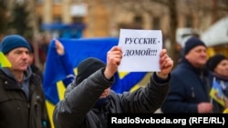 Пратэст у акупаваным расейскімі войскамі Генічаску, 6 сакавіка 2022