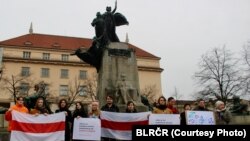 Пратэст супраць інтэграцыі Беларусі з Расеяй у Празе, 21 сьнежня 2019 году