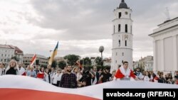 Ілюстрацыйнае фота. Акцыя салідарнасьці беларусаў у Вільні ў другую гадавіну прэзыдэнцкіх выбараў 2020 году 