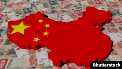 Illustration - China Map flag on Yuan illustration 