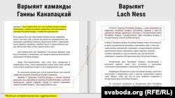 Артыкулы 2 і 3 у варыянце, напісаным Lach Ness, у варыянце каманды Канапацкай памянялі месцамі.