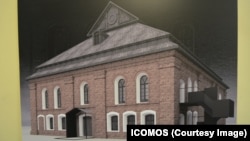 Фасад ашмянскай сынагогі ў праекце ICOMOS