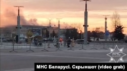 Скрыншот пажару зь відэа МНС Беларусі