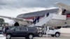 Republican presidential candidate Donald Trump arrives at Milwaukee Mitchell International Airport