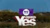 U.K. -- Placards showing 'Yes" and "No" are displayed on moorland on the Isle of Lewis, in the Outer Hebrides of Scotland, September 14, 2014