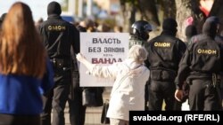 Падчас акцыі пратэсту ў Гомлі ў верасьні 2020 году. Ілюстрацыйнае фота