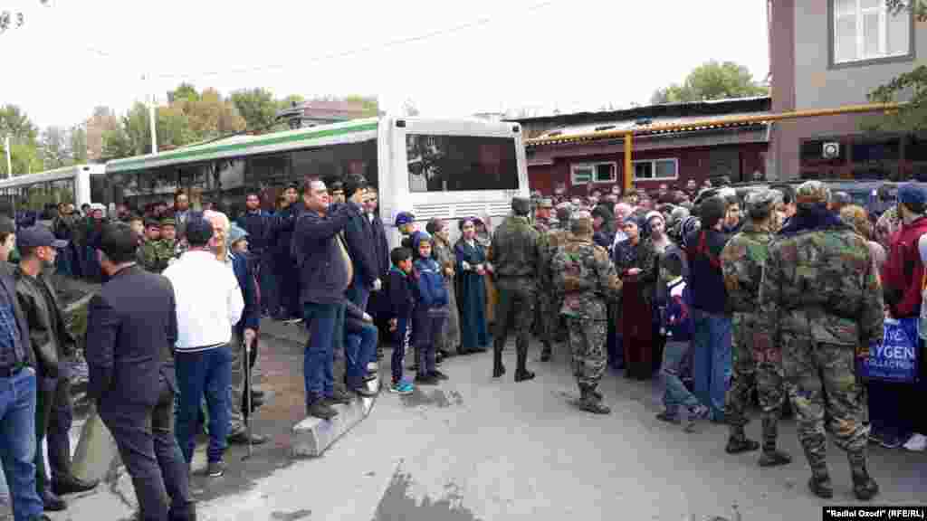 Tajikistan,Dushanbe city, people waiting released of their relatives from Dushanbe prison after amnesty, 28October2019