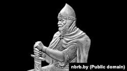 Глеб Усяслававіч, князь Менскі. Выява з манэты Нацыянальнага банку Беларусі «Глеб Менскі». Дызайн манэты: Сьвятлана Заскевіч.