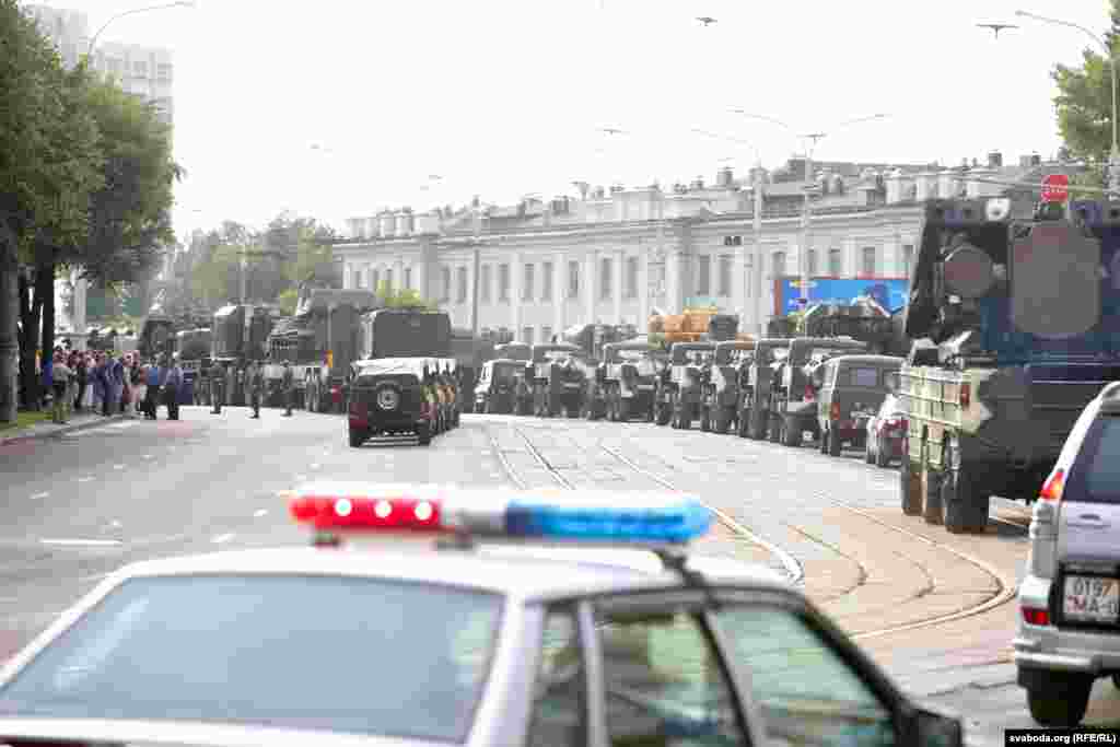 Для калон тэхнікі вызвалілі 4 менскія вуліцы і тры з галоўных праспекта Менска: Пераможцаў, Машэрава, Незалежнасьці